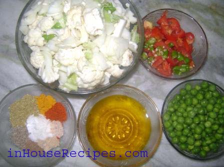 Ingredients for Gobi Matar